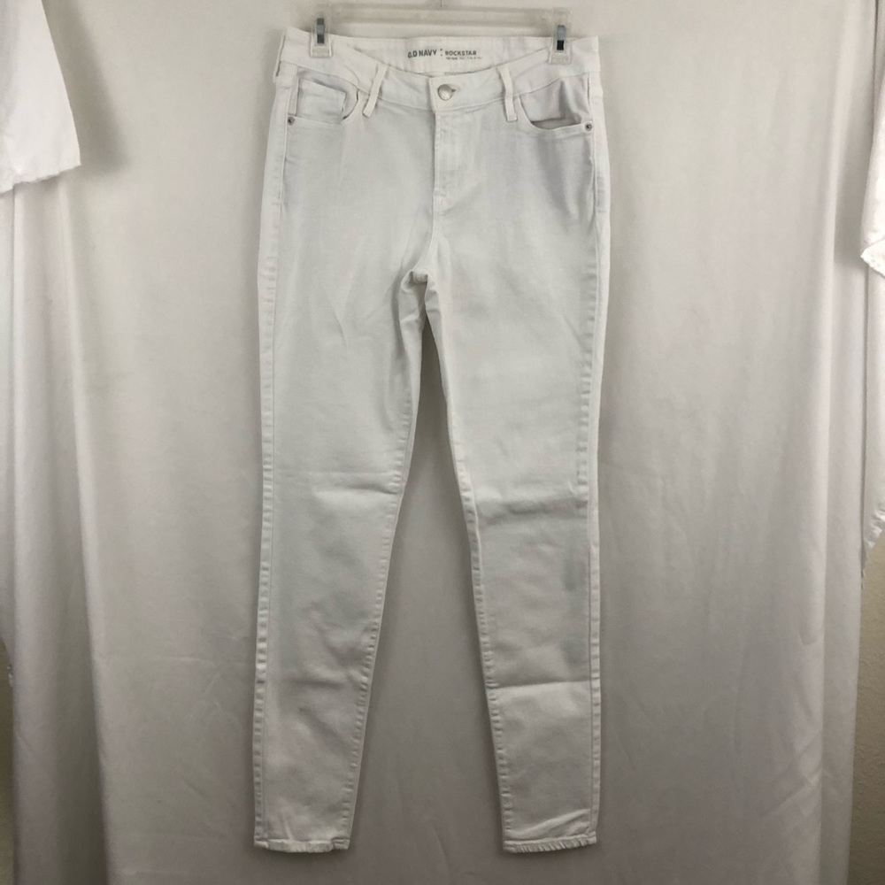 Old Navy Rockstar White Mid Rise Skinny Jeans 6L